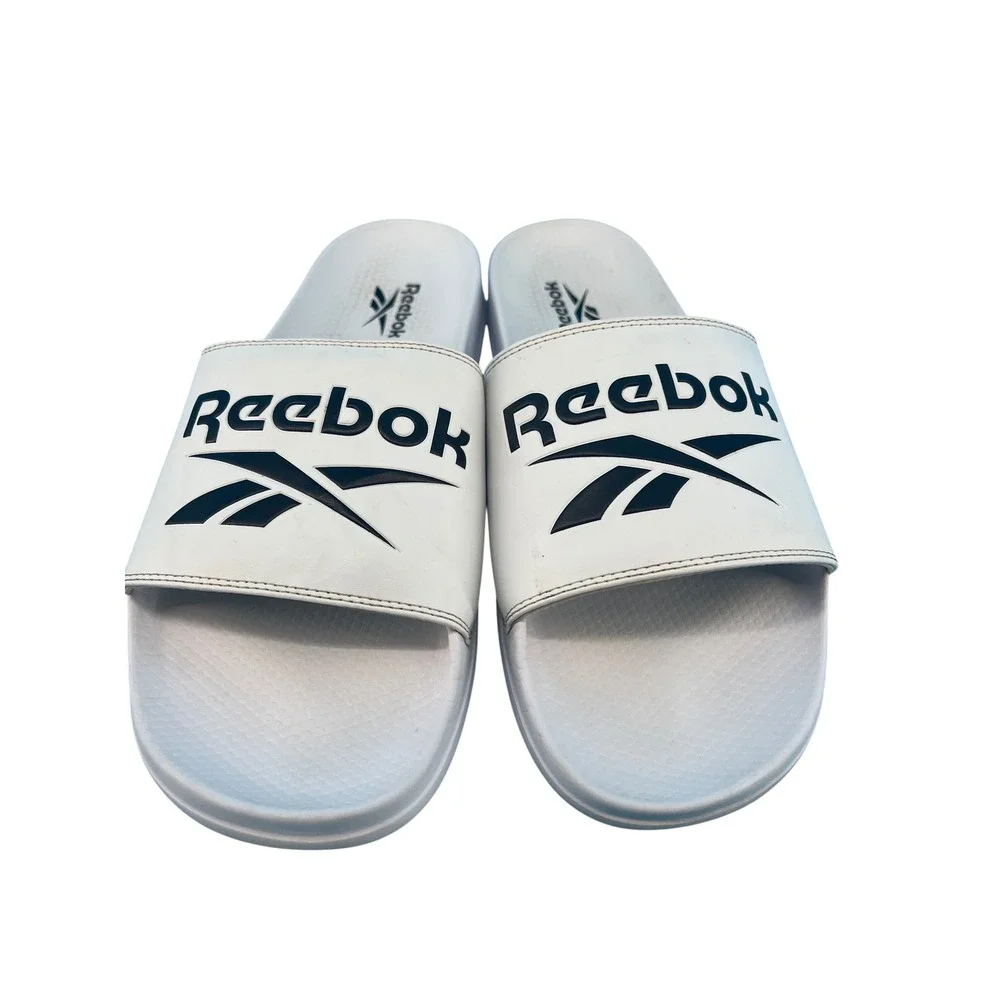 Reebok Classic Slide White Black Athletic Sandals Mens 12 Womens 13
